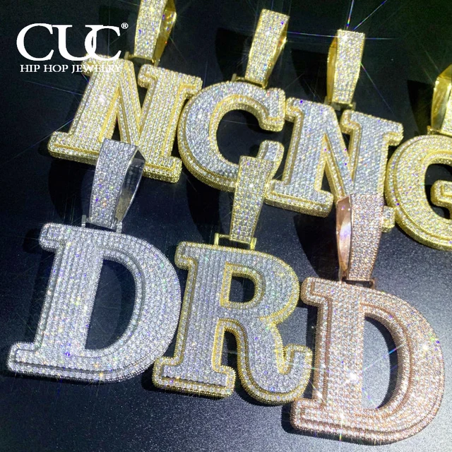 Collier Hip Hop personnalisé à double couche avec pendentif lettre unique, serti de zircons CZ, pour homme et femme, chaîne personnalisée, bijoux personnalisés, lettre unique A-Z 1