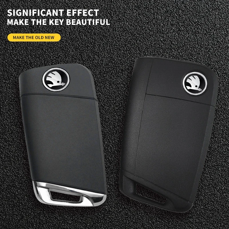 11mm 14mm Car Key Emblem Metal Sticker Logo Decal For Skoda Octavia Rapid Kodiaq Karoq Fabia Kamiq Superb Derivative Vision