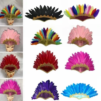 غطاء رأس ملون من الريش ليوم الأطفال ، أغطية رأس قابلة للتعديل ، غطاء رأس كبير مثبت على الرأس ، جديد