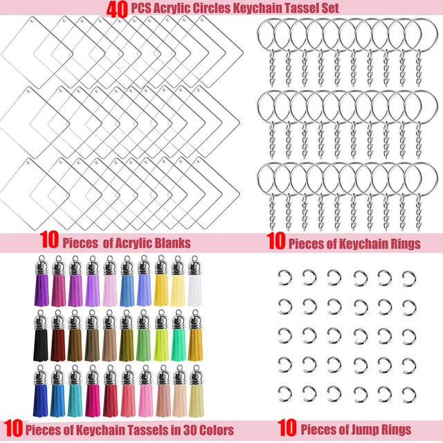 Acrylic Blanks Keychains Bulk, 20Pcs Kit(5 Sets) or 40Pcs Kit(10