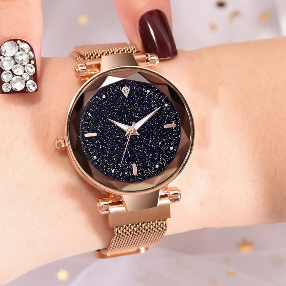 

Женские часы и браслет со звездным небом, комплект из кварцевого часового механизма с точным таймером, модные простые наручные часы-браслет, 1 комплект