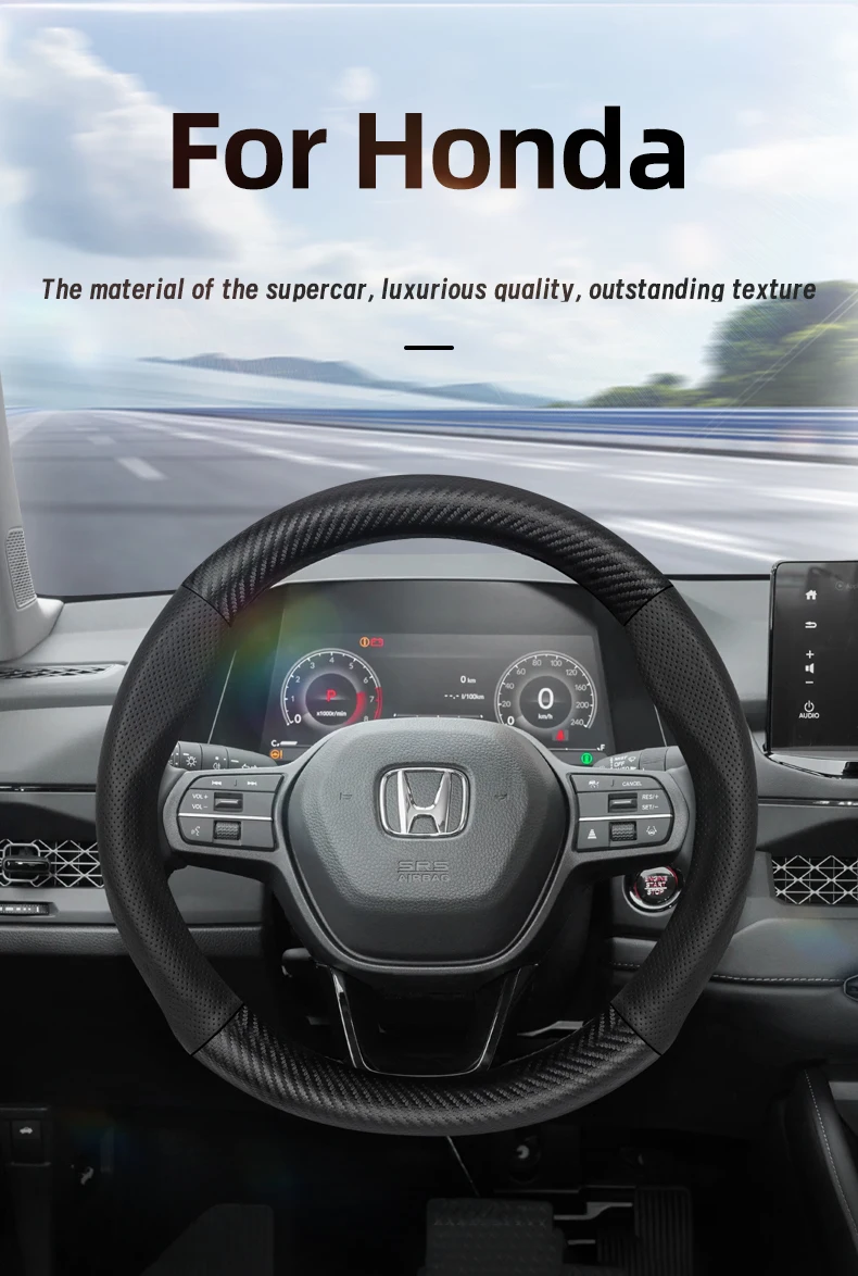 Geeignet für GMC: Atmungsaktiver Leder-Lenkradbezug mit matter Carbonfaser-Textur für Modelle wie Sierra 1500 HD EV, Yukon, Terrain, Acadia, Canyon, Savana, Hummer EV usw., Schwarz-Mokka Autozubehör – Detail 1