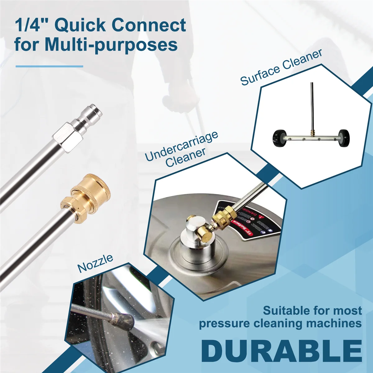 Pressure Washer Extension Rod 17-Inch Stainless Steel 1/4 Inch Quick-Connect Electric Washer Nozzle 4
