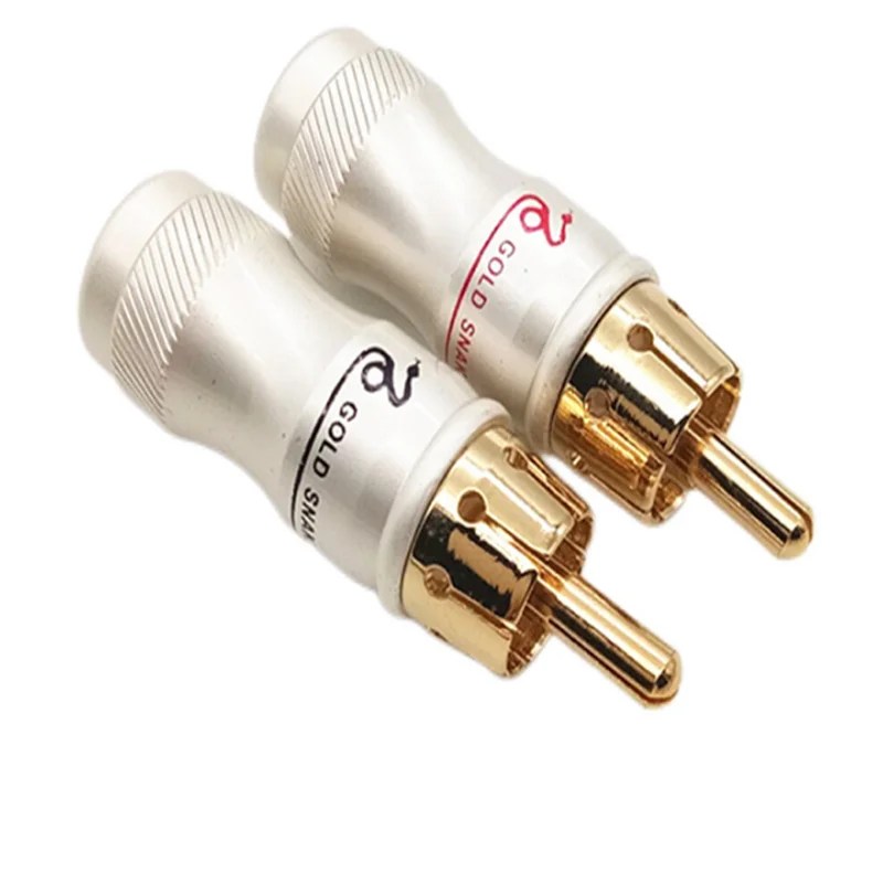 10pcs/lot DIY Gold Snake RCA Plug HIFI Goldplated Audio Cable RCA Male