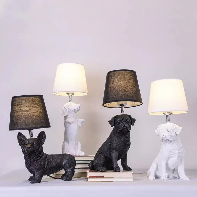 Table Lamp for Bedroom Bedside Children Art Deco Animal Puppy LED Nightstand Nordic Designer Dining Table Light 220V Desk Lamp