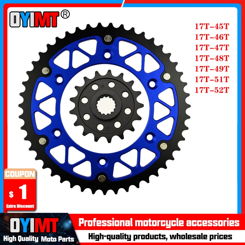 

520 45T-52T 17T Motorcycle Front & Rear Sprocket For 620 640 690 790 890 LC4 ll R L Rally SM Ltd.Ed. SMC SMR Adventure