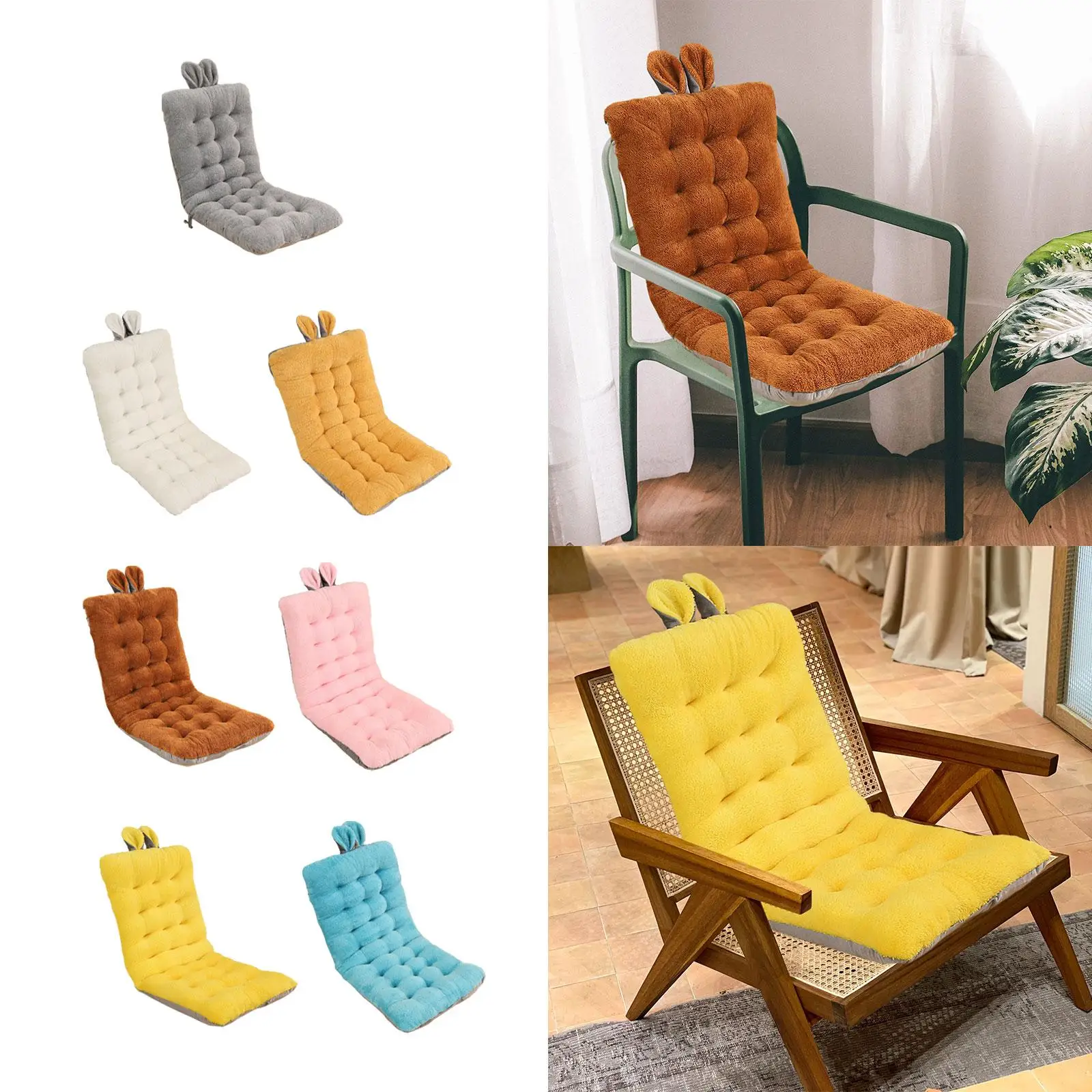 Office Chair Cushion, Desk Chair Pad, Plush Seat Cushion, Cute Back Cushion with Ties, for Car, Living Room, Apartment