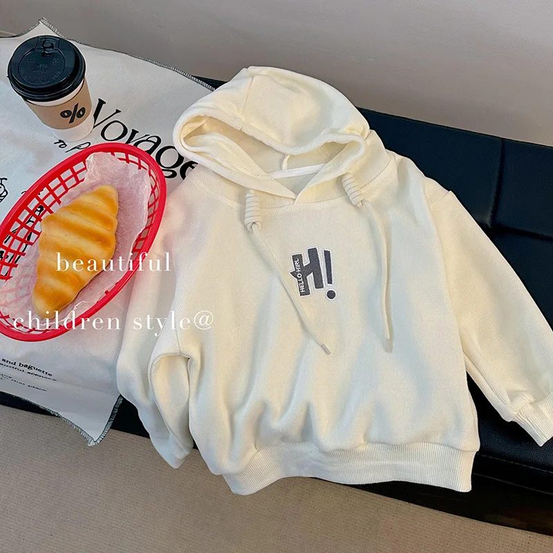 

Hoodie Spring Autumn Korean New Children Clothing Baby Autumn Hooded Tops Girls 2024 Long Sleeve Simple Loose Causal