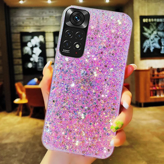 Funda de silicona con purpurina brillante para Xiaomi Redmi Note 11, 11S, 10S, 9, 9S, 9A, 9C, 8, 8A Pro, lámina de oro y plata, cubierta trasera suave - Image 6