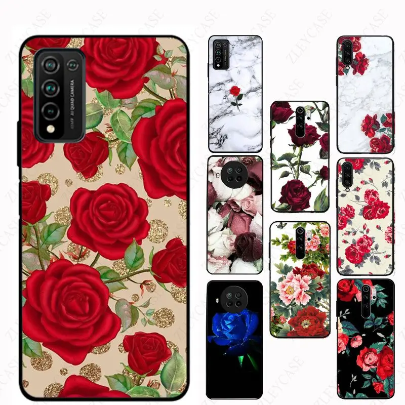 Cover Per Telefono Per Xiaomi Redmi Note13Pro Note12Pro 11Pro Note10Pro 9Pro 8Pro 9S 9T 8T K40 12C 10C 9C Custodie Red Rose Flower Coque