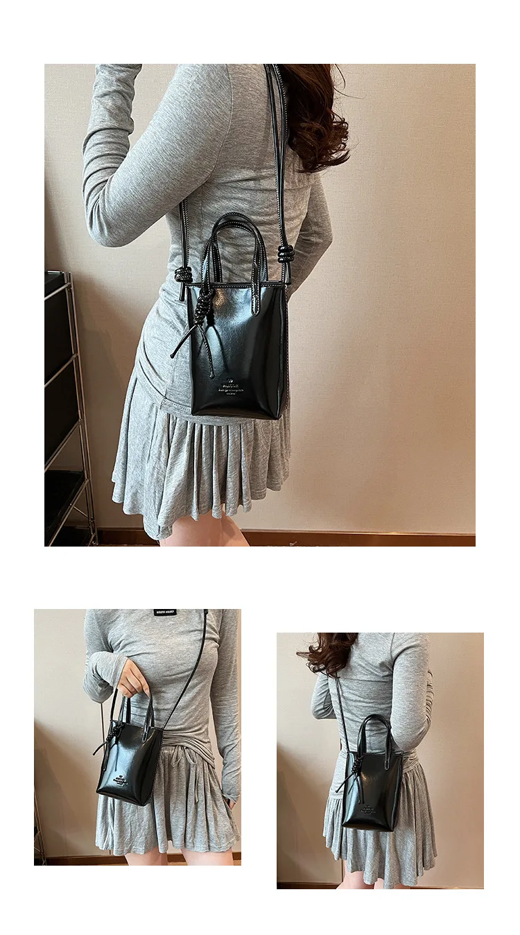 Mini PU Leather Crossbody Bag - Womens Korean Fashion Shoulder Handbag