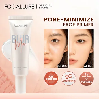 FOCALLURE 오래 지속되는 유분 제어 얼굴 프라이머 젤 뛰어난 커버력 모공을 가려주는 부드러운 투명 파운데이션 기초 화장 화장품