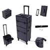 2 in 1 Rolling Makeup Train Case Professional Cosmetic trolley on Wheels Aluminum Nail Cart Cosmetic Suitcase for professional 1