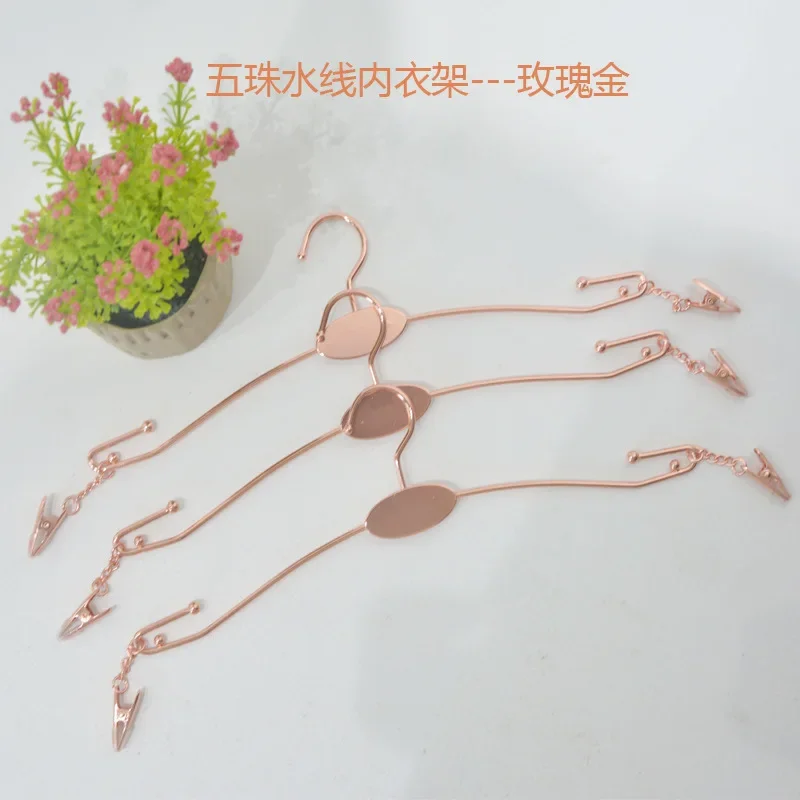 

10 pcs Gold Metal Underwear Hangers Space-Saving Hanger with Non-Slip Clips Clothing Rack for Pants Bra Display Closet Organizer