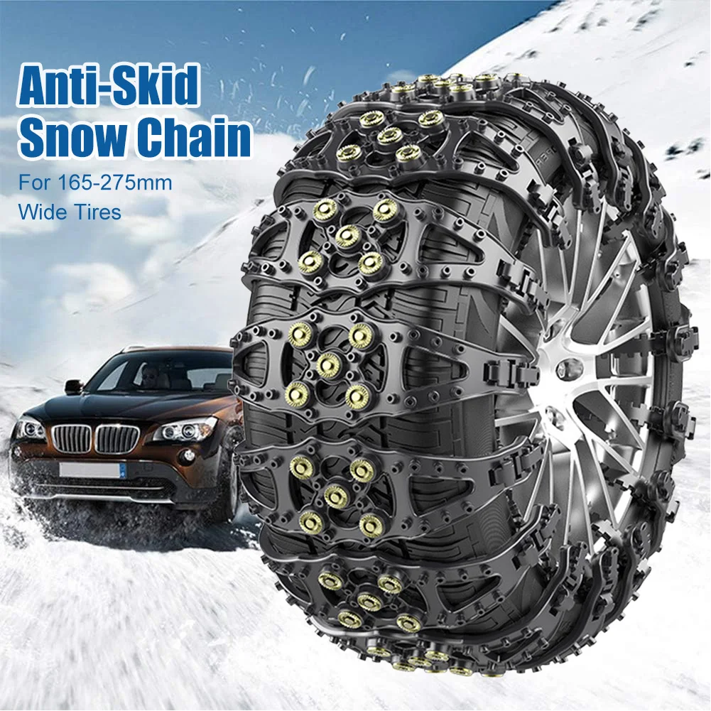Cadena de nieve antideslizante para coche, cadenas de neumáticos de emergencia de invierno, fácil instalación para coche, camión, SUV, ATV, UTV, con ancho de neumático de 165-275mm