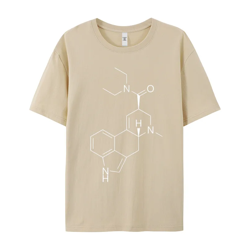 LSD Molecule T-Shirt__20406 Funny T-Shirt Grandpa 100% Cotton Father Day Tops & Tees Tee Shirts Short Sleeve Classic Crew Neck LSD Molecule T-Shirt__20406 khaki