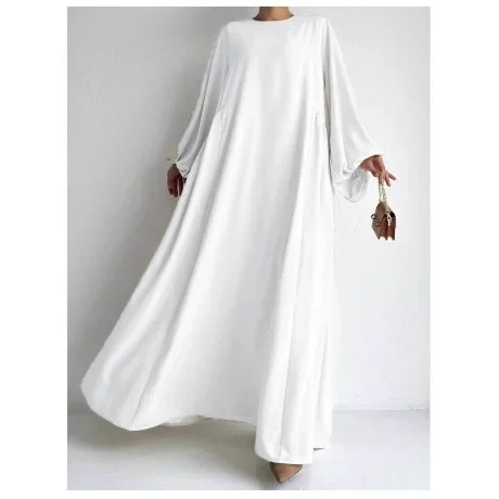 Muslim Women's Simple Clothing Long Robe Abaya Dress Elegant Modesty Middle East Fashion Women's Traditional Clothing - Image 4