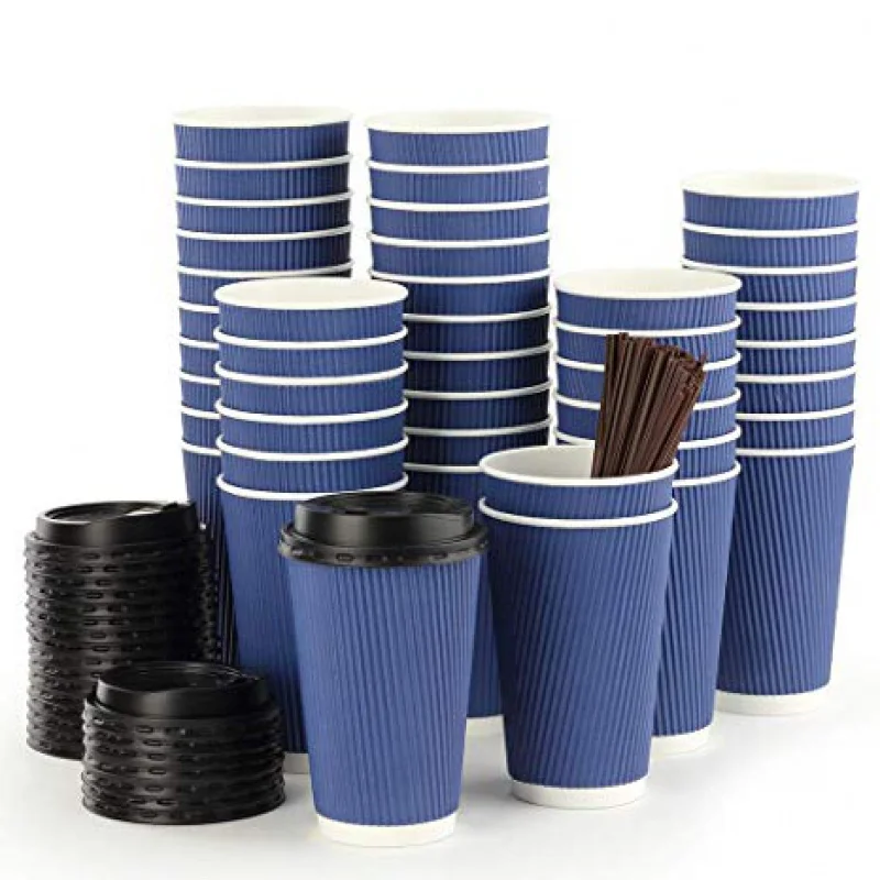 Custom  Disposable take away hot/cold drinking custom designs ripple paper coffee cup with lid custom 2023 gobest disposable pla cups disposable coffee water based coating cardboard 12oz 8 oz ripple wall paper bowls cups wi
