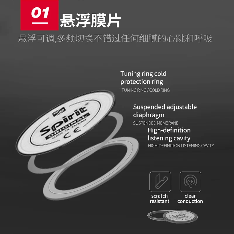 Spirit Medical Stethoscope for Doctors Teaching Stethoscope Universal Double-sided Extended Health Care
