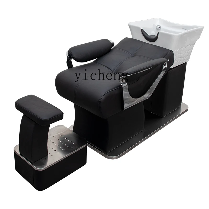 

Tqh Hair Salon Internet Celebrity Lying Half Shampoo Chair Simple Sitting High-End Ceramic Basin Hair Salon Flushing Bed