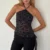 y2k Halter Top Women Sexy Clothes Floral Print Sleeveless Backless Camisole with Asymmetrical Ruffle Hem Party Clubwear
