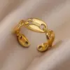 Bagues en acier inoxydable 316L pour femmes, couleur or, anneau ouvert géométrique multicouche, Vintage, étanche, bijoux esthétiques de mariage, cadeau