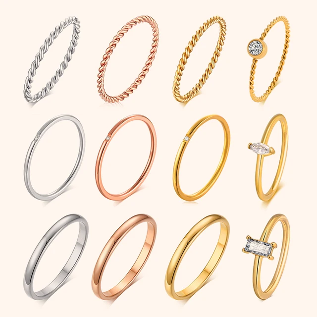 Bague mince Chic en corde torsadée pour femmes, bagues de mariage en métal en acier inoxydable, nouveaux bijoux de fête Vintage simples et élégants