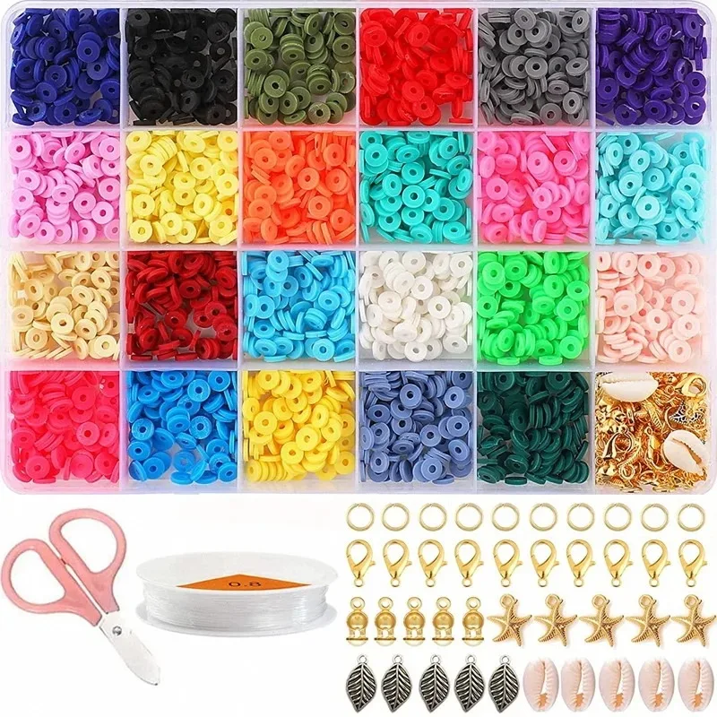 

New Educational Products Wholesale Packing Plastic Box Kids Flat Round Polymer Clay Spacer Beads OEM Diy Craft Kit