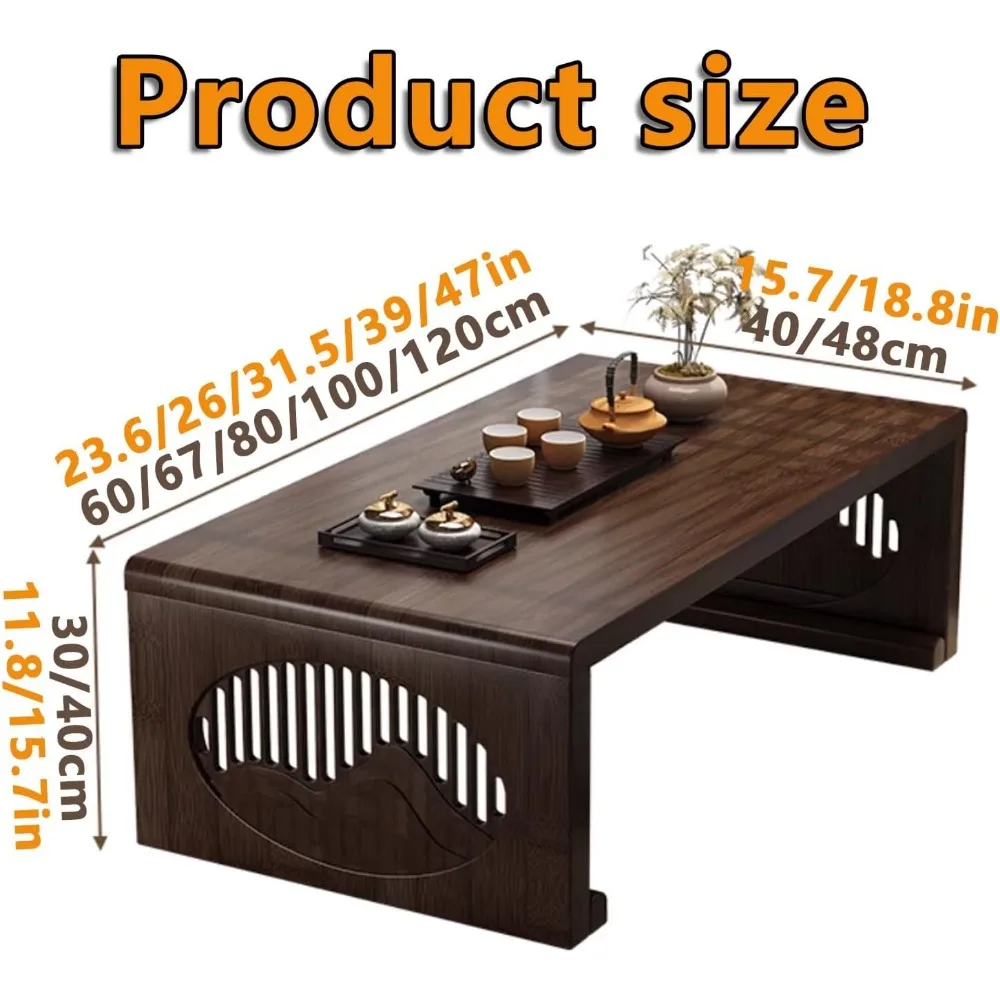 Japanese Floor Table - Folding Tatami Tea Table|Solid Wood Low Table|Smooth Edges Small Wooden Table,Foldable Coffee Table, Sofa 2