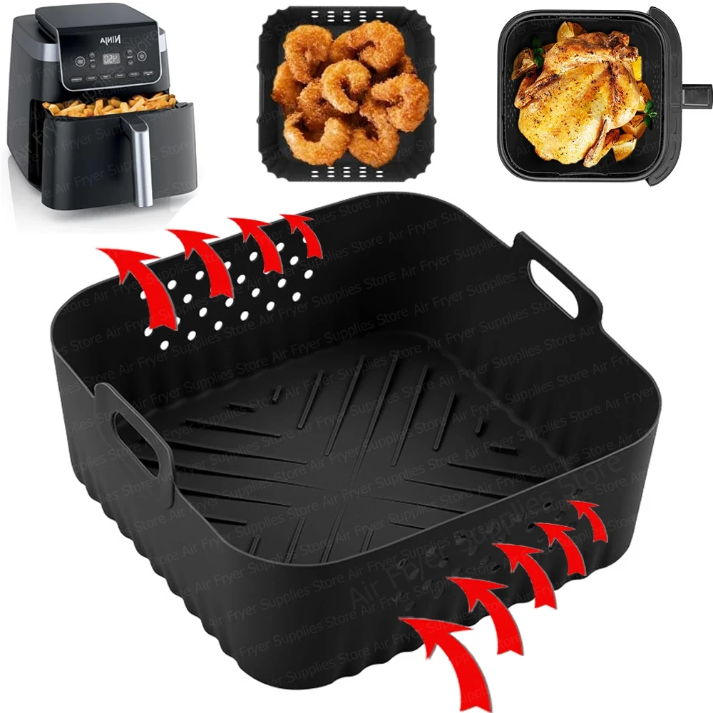 Square Air Fryer Mold For Ninja AF180 AF181 AF140 AF141 Reusable Silicone Air Fryer Liners for Philips HD9270 Baking Accessories