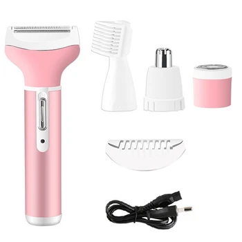 Kemei 4in1 Donne Rasoio Elettrico Viso Corpo Trimmer Barba Sopracciglio Naso Orecchio Lady Depilazione Bikini Palla Inguine Set Ricaricabile 1