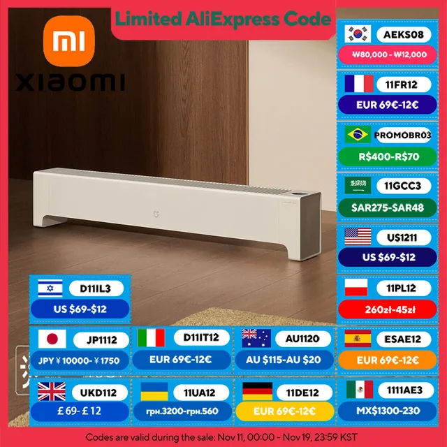 XIAOMI MIJIA Graphene Baseboard Heater 2 Fast Heating Home Room Heater 2200W Built-in Thermostat IPX4 Waterproof 220V CN Version 1