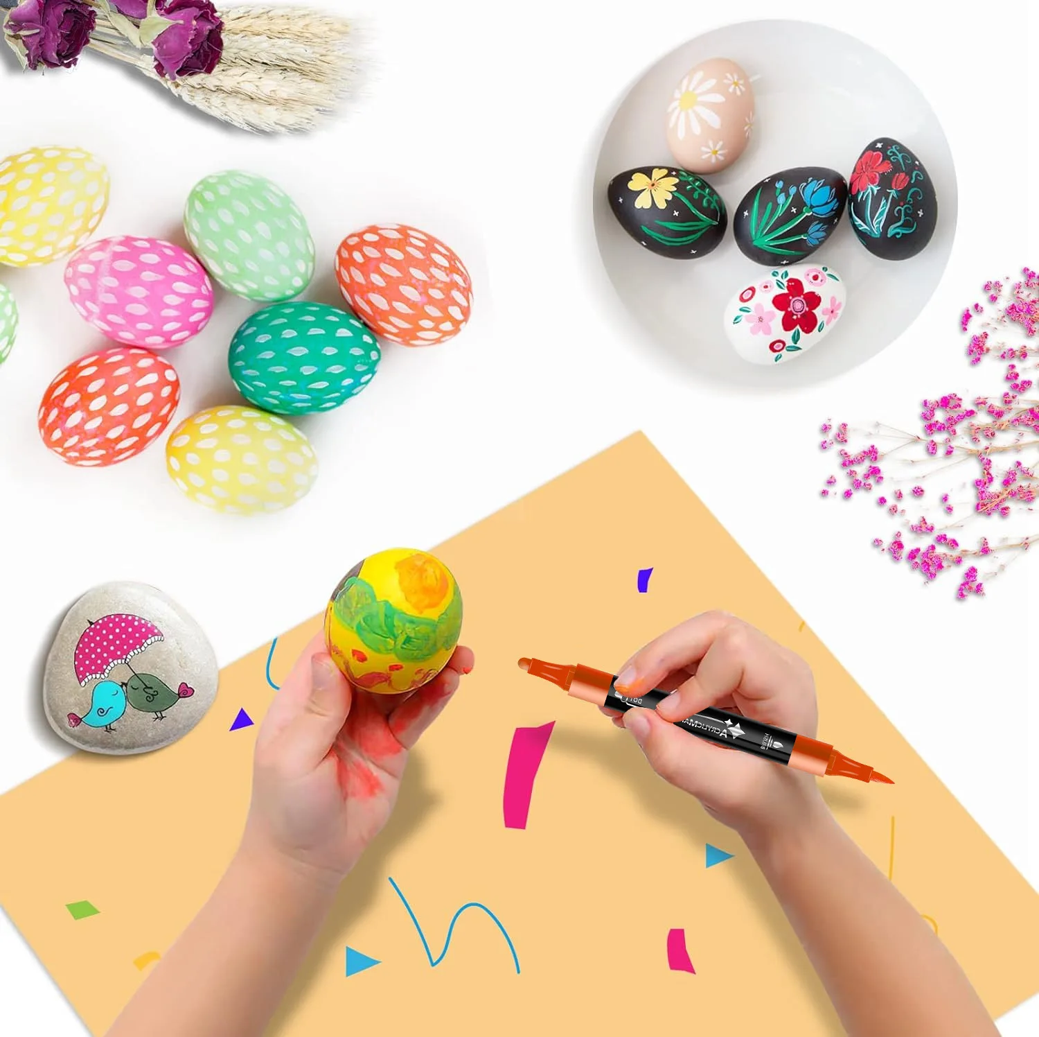 24/12 색상 듀얼 팁 아크릴 페인트 펜 마커 바위 그림 나무 캔버스 DIY 공예에 대 한 플라스틱 금속 미술 용품 만들기