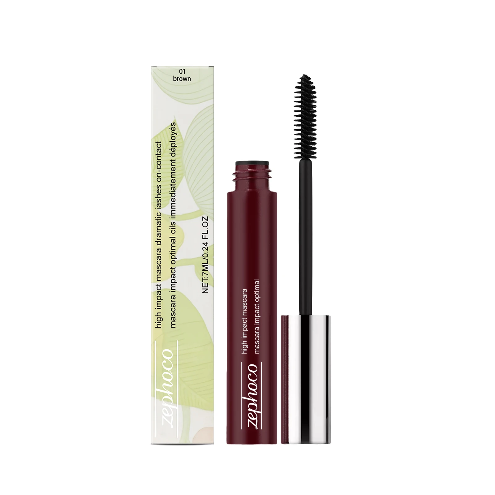 Mascara noir-brun volumisant pour extensions de cils, épaississant, allongeant et recourbant, brosse spirale waterproof, maquillage des yeux_voghion.com