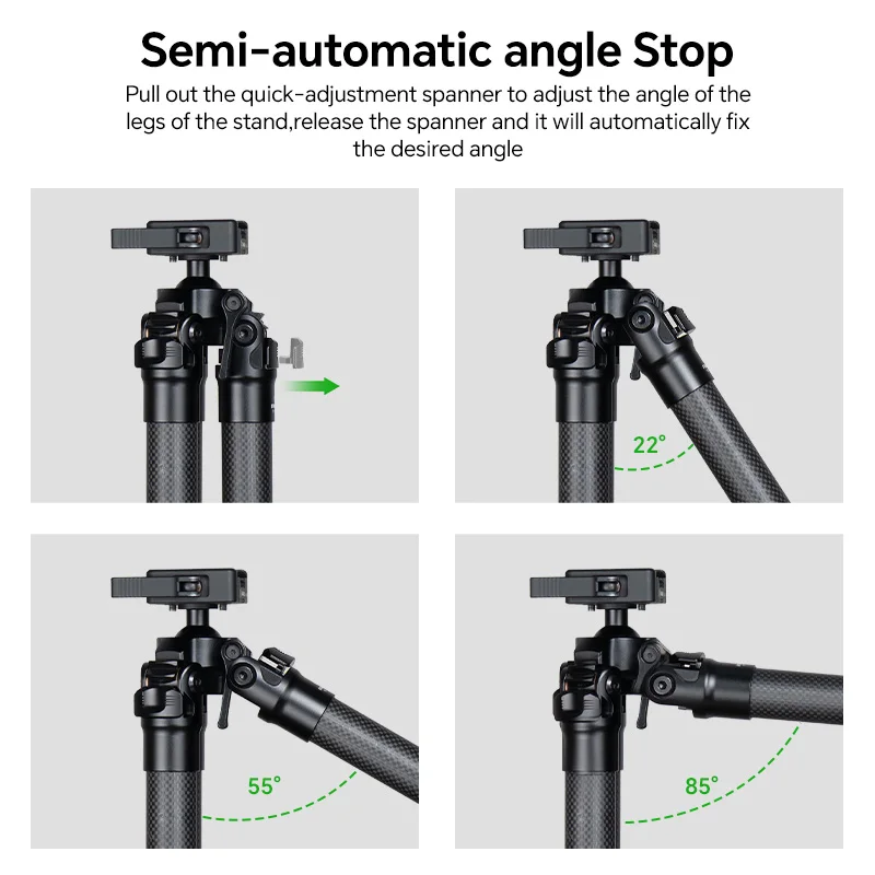 Camera Tripod Carbon Fiber Tripod for Outdoor Hunting with Quick Release Clamp Compatibility Arca Swiss/Picatinny/RRS Dovetail