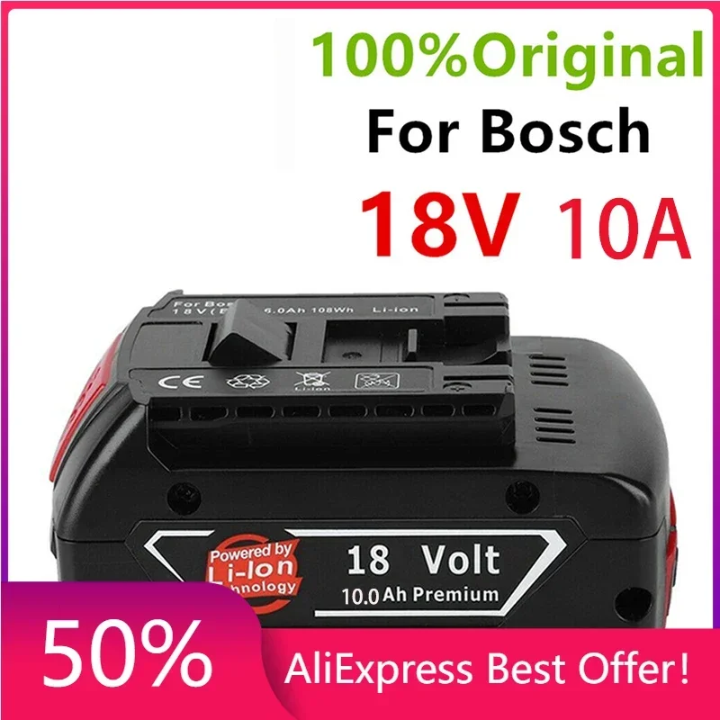 

100%Original18V 10ah Rechargeable Lithium Ion Battery for Bosch 18V 6.0A Backup Battery Portable Replacement BAT609