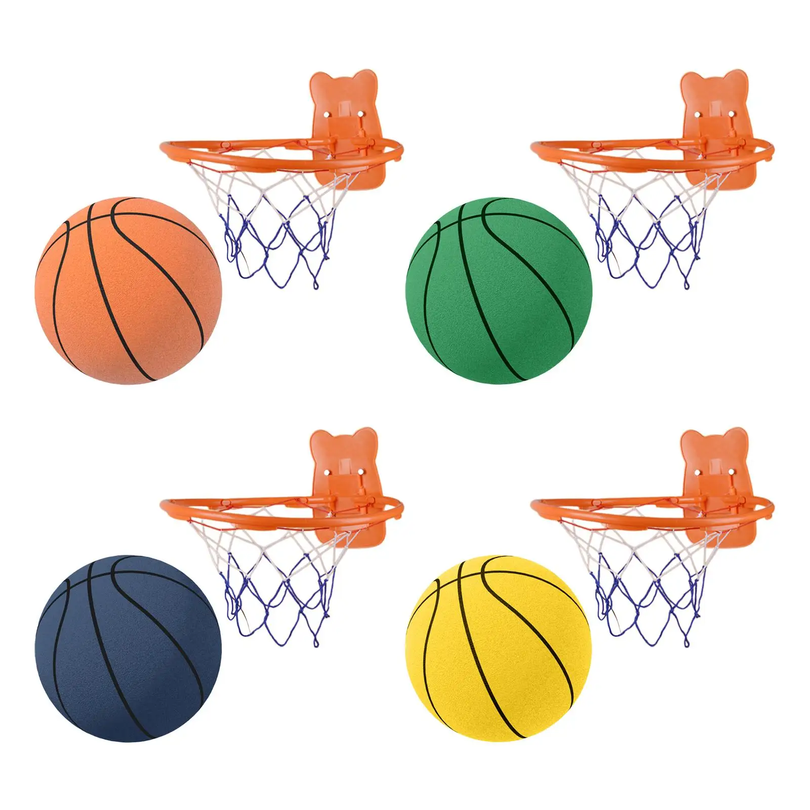 

Silent Basketball with Hoop Lightweight Sensory Ball Practice Ball Bouncing Ball