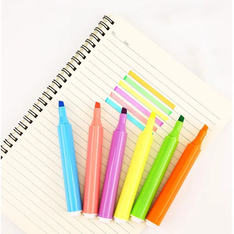 M&G 12pcs Highlighter Pens, Fluorescent Markers, Hand-Painted, Smooth Writing for School Art Students Boys Girls