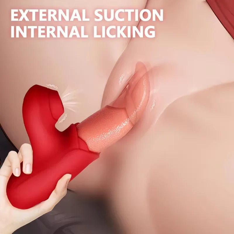 Sucking Rose Vibrator with Tongue Licking for Women Clitoral Stimulation Nipples Stimulator Female  Adult Goods Sex Toys 1
