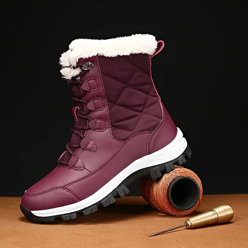 Women's Waterproof Winter Ankle Boots with Thick Fur and Non-Slip Sole 32 Sf85e32549a2f439fabd08c1e77ca56f9a Women's Waterproof Winter Ankle Boots with Thick Fur and Non-Slip Sole