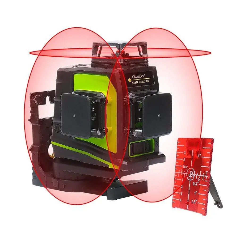 Huepar 3X360 Gf360R Laser Con Batteria Al Litio Ricaricabile, Multi Outdoor Pulse Mode Red Beam 3D 12 Linee Livello Laser