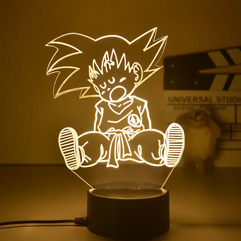 Goku Vegeta Anime Figure 3D Led Night Light Bambini Room Decor Dragon Ball Lampada Da Tavolo Ornamenti Figura Regali Di Compleanno Giocattoli Per Bamb