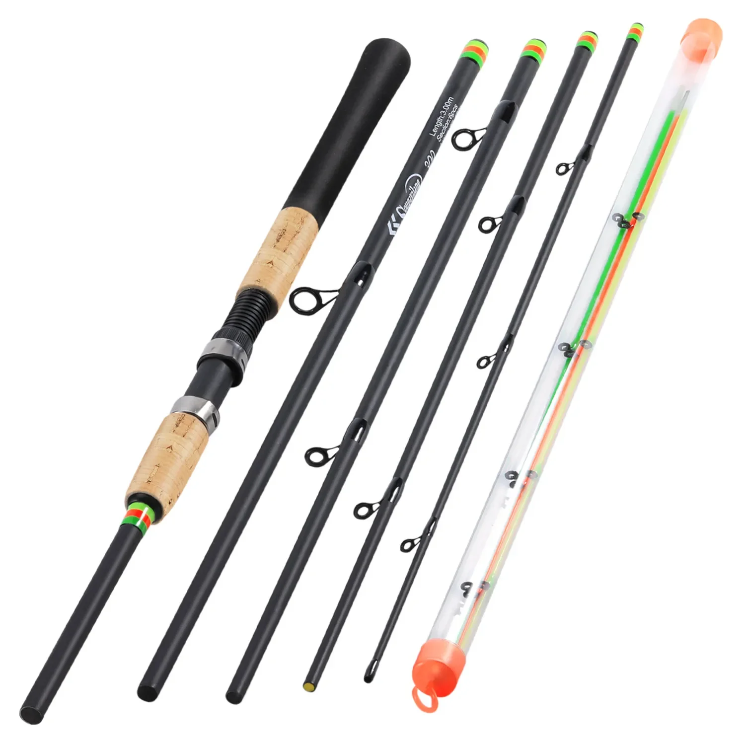 Sougayilang Feeder - Canna da pesca con 3 tips Protable, 3000 misure, per spinning Travel Rod, gamma completa di action carpa, canna da pesca grossa, verde