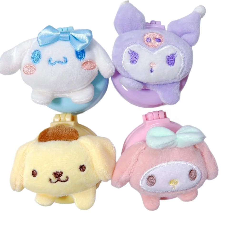 

Sanrio Y2k Plush Doll Cosmetic Mirror Accessories Anime MyMelody Kuromi Cinnamoroll Folding Air Portable Comb Mirror Girls Gift