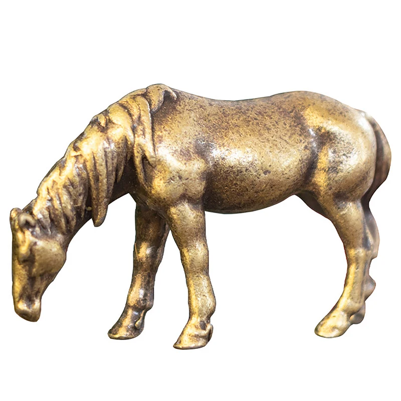 Starožitný mosaz celistvý dlouhé zadek kůň figurky miniatures feng shui ornamenty měď zvěrokruh živočich mini ploše dekorace řemesel