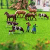Evemodel 36pcs Model Trains HO Scale 1:87 Model Horses Cows Farm Animals with Model Figures 5