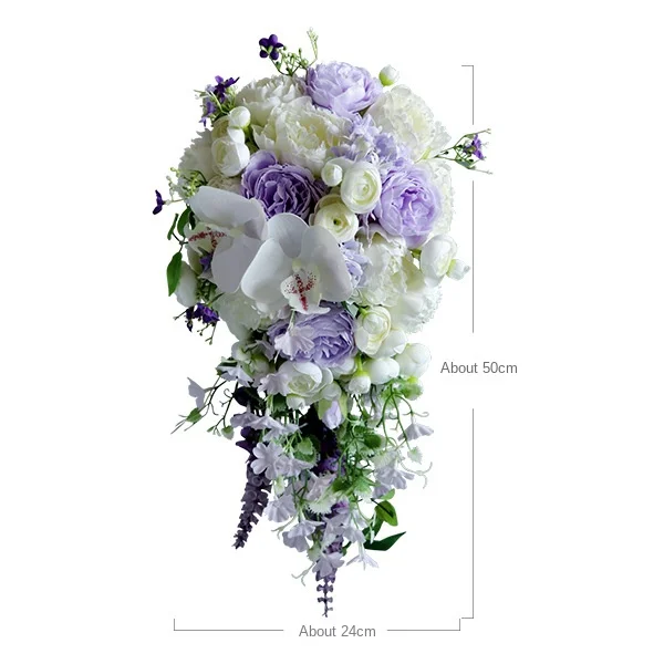 Vintage Artificial White and Lilac Wedding Bouquets Bridesmaid Carla Lily Church Home Decor Gifts Bride ramo de quincea&ntilde;era