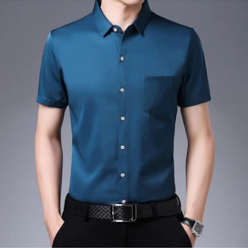 قميص رجالي كاجوال بأكمام قصيرة ، خالي من التجاعيد...