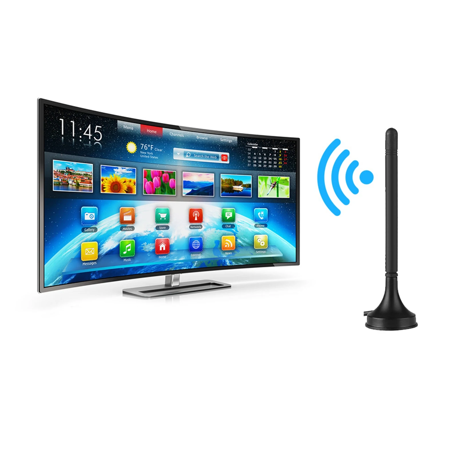 디지털 안테나 마그네틱 베이스 안테나 디지털 DVB-T 실내 HDTV 차량용 안테나 UHF VHF 듀얼 밴드 마그네틱 베이스 10DB TV 안테나