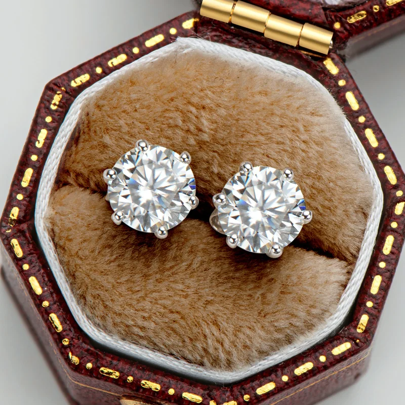 One Carat Stud Six Claws Earring For Women Jewelry